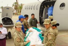 Beechcraft King Air 360C aircraft from the Peruvian Air Force (FAP) carrying out aeromedical evacuation missions.