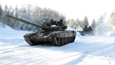 Slovenian troops from the 45 Center for Tracked Combat Vehicles (CGBV), operate M-84 main battle tanks during Exercise Allied Spirit IV at the U.S. Army’s Joint Multinational Training Center in Hohenfels Training Area, Germany (JMRC HTA), Jan. 21, 2016. The Slovenians partnered with U.S. Soldiers from the 1st Battalion, 4th Infantry Regiment to play opposition forces during the training. (U.S. Army National Guard photo by Sgt. Brianne Roudebush/Released)