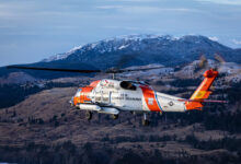 Air Station Kodiak MH-60T Jayhawk flying around Kodiak