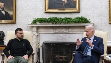 US President Joe Biden, right, and Volodymyr Zelenskiy, Ukraine's president, during a meeting in Washington on September 2024.