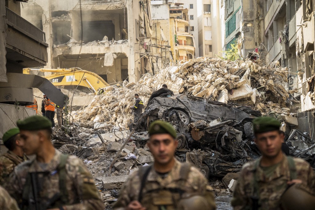 Aftermath of an Israeli strike in Basta, Central Beirut.