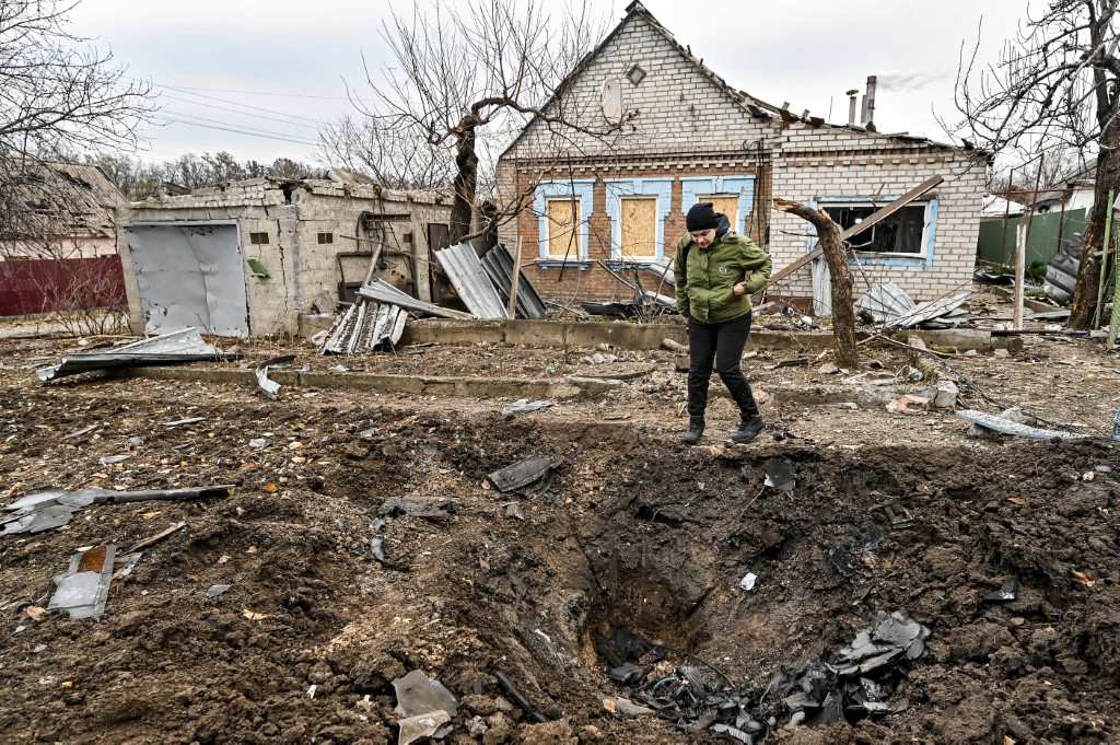 Aftermaths of a Russian Shahed drone attack in Zaporizhzhia, Ukraine, on November 25, 2024.