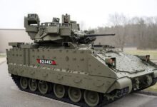 US Army Bradley M2A4E1 infantry fighting vehicle with Elbit System's Iron Fist APS