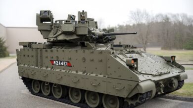 US Army Bradley M2A4E1 infantry fighting vehicle with Elbit System's Iron Fist APS