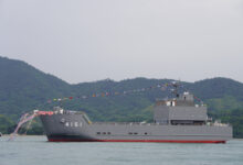 The "Nihonbare," Japan Self-Defense Force - Maritime Transport Group’s first Landing Craft Utility (LCU) vessel. Photo: Japanese Acquisition, Technology & Logistics Agency