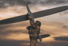 A troop launching WB Group's FlyEye reconnaissance drone. Photo: Polish Defence Minister Paweł Bejda via X (formerly Twitter)