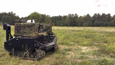 Khronos aerial drone mounted on Gereon remote-controlled unmanned ground vehicle. Photo: Elistair