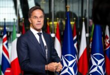 Secretary General of NATO Mark Rutte speaks during a press conference at NATO headquarters in Brussels, Belgium