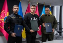 (From L-R) Strategic Industries Minister Herman Smetanin, Lithuanian Defense Minister Laurynas Kasciunas, and Ukrainian Defense Minister Rustem Umerov signed a memorandum of understanding. Photo: Herman Smetanin's Telegram