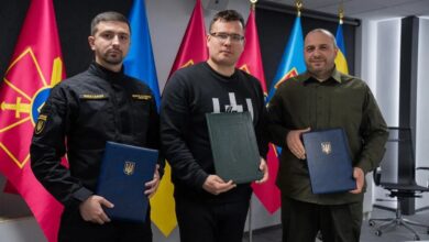 (From L-R) Strategic Industries Minister Herman Smetanin, Lithuanian Defense Minister Laurynas Kasciunas, and Ukrainian Defense Minister Rustem Umerov signed a memorandum of understanding. Photo: Herman Smetanin's Telegram