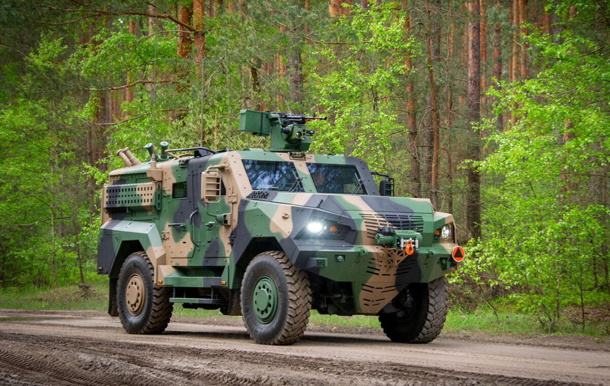 Waran 4x4 vehicle with an integrated aerial vehicle launcher. Photo: Huta Stalowa Wola