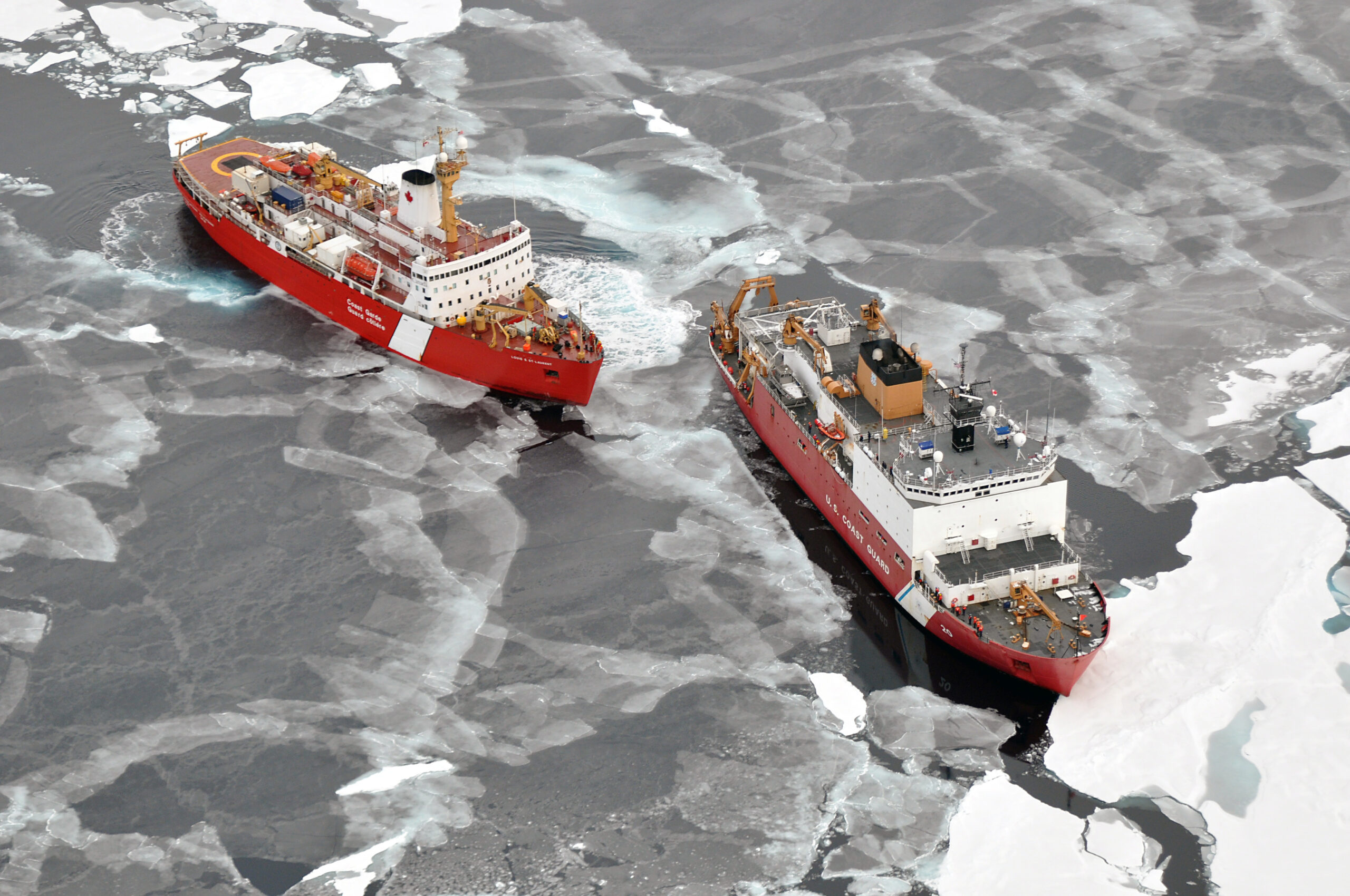 ARCTIC OCEAN - The Canadian Coast Guard Ship Louis S. St-Laurent makes an approach to the Coast Guard Cutter Healy in the Arctic Ocean Sept. 5, 2009. The two ships are taking part in a multi-year, multi-agency Arctic survey that will help define the Arctic continental shelf.

(U.S. Coast Guard photo by Petty Officer Patrick Kelley)