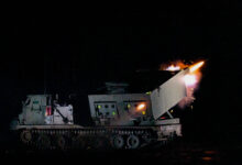 Pictured at night is the Guided Multiple Launch Rocket System (GMLRS) firing at Kirkcudbright Ranges. Army Reserve Royal Artillery Regiment has been firing one of the Army's most sophisticated weapons platforms, in the southwest of Scotland this week. Reserve soldiers from 101 Regiment Royal Artillery, based in Newcastle-upon-Tyne, fired the Guided Multiple Launch Rocket System (GMLRS) at Kirkcudbright Ranges on the Solway coast, in Dumfries and Galloway. This is the first time in the last 15 years, that the GMLRS has been fired in Scotland. The GMLRS is a self-propelled, armoured missile and rocket launcher, which can fire 12 rounds per minute to a distance of up to 180 miles. It is one of the Royal Artillery's most powerful weapons. The reservists, who only get to fire live MLRS very rarely, were doing so as part of their Annual Deployment Exercise, which sees them practice all of their basic soldier and specialist Artillery skills for two weeks. This is in addition to the training they get on Drill Nights at their Army Reserve Centres, and on weekend exercises and deployments.