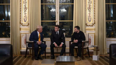 French President Emmanuel Macron hosts three-way talks with US President-elect Donald Trump and Ukrainian President Volodymyr Zelensky in Paris. Photo: French President Emmanuel Macron via X