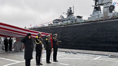 Commissioning of INS Tushil, the Indian Navy's latest multi-role stealth-guided missile frigate