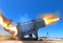 Naval Strike Missile (NSM) launcher manufactured in Australia.