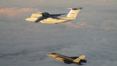 Dutch F-35 escorts a Russian Antonov An-72 Coaler transport aircraft over the Baltic Sea. Photo: Netherlands Ministry of Defence