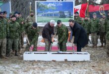 Groundbreaking ceremony of a new Canadian Armed Forces electronic warfare compound in Kingston, Ontario