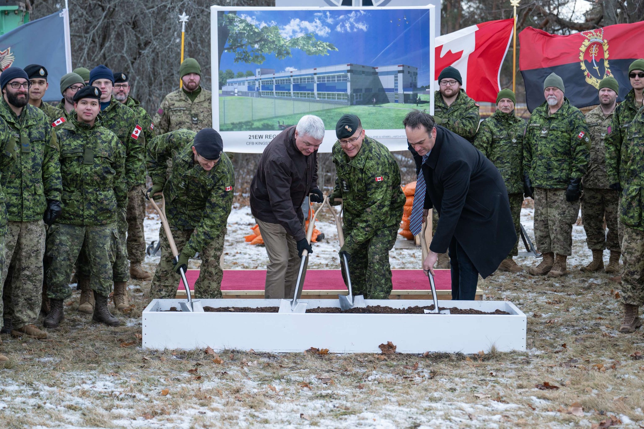 Groundbreaking ceremony of a new Canadian Armed Forces electronic warfare compound in Kingston, Ontario