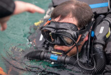 Images show members of the Royal Navy Gibraltar Dive Clearance Team training of Western Beach, Gibraltar. Photo: UK Royal Navy