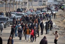 Displaced Palestinians return to their homes following the ceasefire between Israel and Hamas in Rafah, southern Gaza Strip, on January 19, 2025.