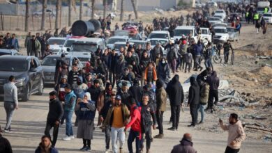 Displaced Palestinians return to their homes following the ceasefire between Israel and Hamas in Rafah, southern Gaza Strip, on January 19, 2025.