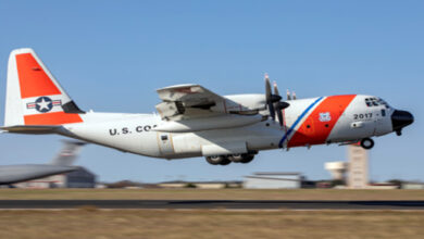 CGNR 2017, the 17th missionized HC-130J to enter the Coast Guard fleet, completes test flights before its delivery Dec. 18, 2024, to the Aviation Logistics Center in Elizabeth City, North Carolina. U.S. Coast Guard photo.