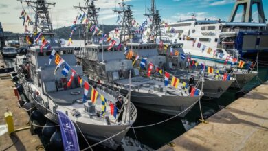 Four newly commissioned Island-class patrol boats of the Hellenic Navy