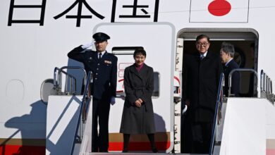 Japan's Prime Minister Shigeru Ishiba leaves Haneda Airport in Tokyo