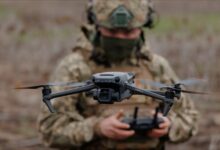 Ukrainian soldier with drone