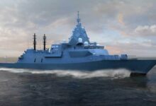 Rendering of Hunter Class frigate at sea.