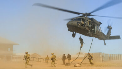 Australian Army soldiers and aviators conduct helicopter insertion and extraction training as part of UH-60M Black Hawk introduction into service activities. *** Local Caption *** In early 2023, Defence announced the Australian Governments decision to replace the Taipan Multi Role Helicopter (MRH90) with a fleet of 40 UH-60M Black Hawk Utility Helicopters. Currently, 10 Black Hawks have been delivered to Australia, with all 40 aircraft expected by 2030. The UH-60M Black Hawk provides Army with the modern, credible and sustainable Aviation capability it needs to meet the contemporary challenges of warfare. The UH-60M Black Hawk fleet is being initially established in Holsworthy, New South Wales and is planned to expand into Oakey, Queensland next year.