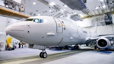 Germany's first P-8A Poseidon maritime patrol aircraft fully painted at Boeing's Seattle facility