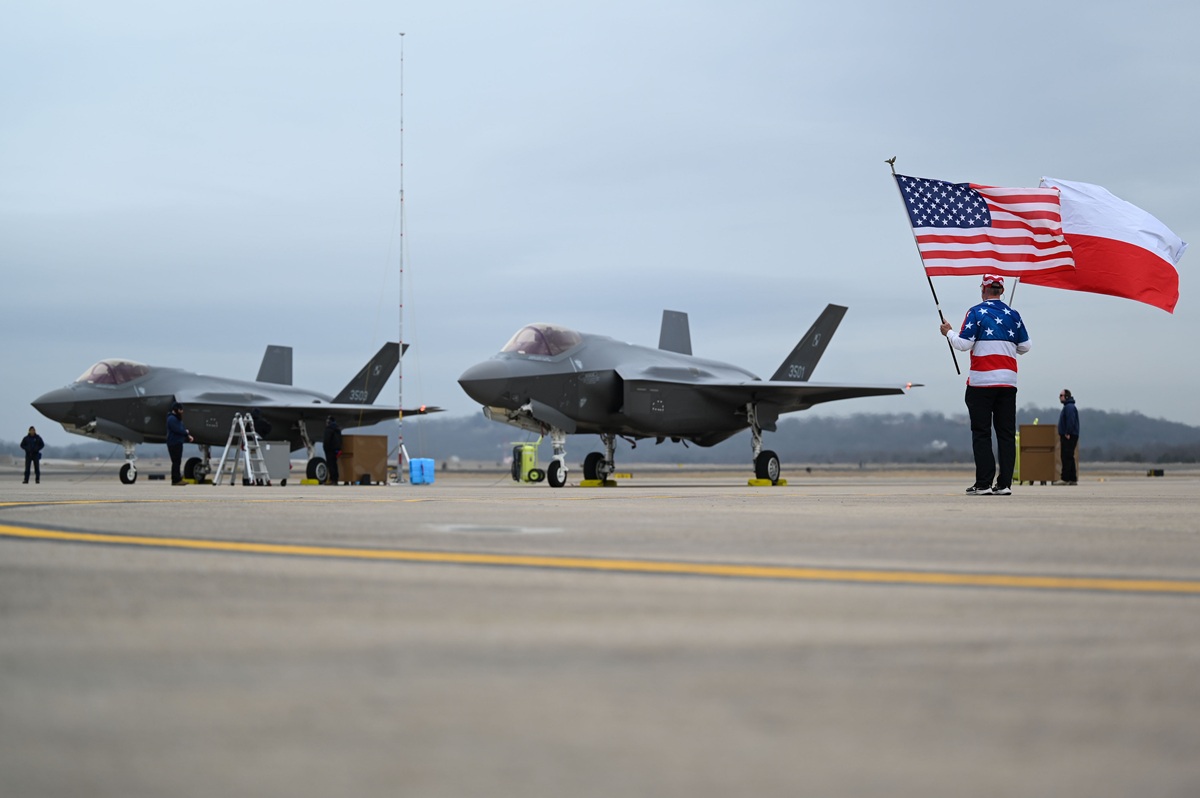 A Polish F-35A Lightning II pilot executes ground operations at Ebbing Air National Guard Base, Arkansas, Jan. 29, 2025. The first Polish F-35A pilots arrived at Ebbing to begin training, marking a historic milestone for the 33rd Fighter Wing and Foreign Military Sales program.