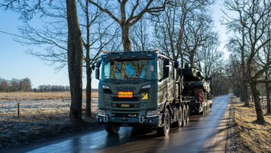 Scania heavy-duty tank transporter vehicle