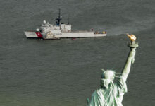 Coast Guard Cutter Spencer takes on supplies in New York Harbor, Nov. 3, 2012. The Spencer is homeported in Boston with a compliment of approximately 100 crewmembers. U.S. Coast Guard photo by Petty Officer 2nd Class Stephen Lehmann.