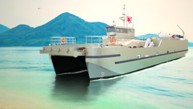 Rendering of future Japan Self Defense Forces High Speed Landing Craft. Photo: BMT/JMU