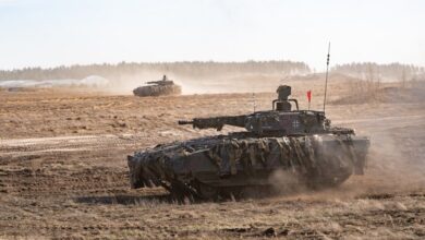 NATO Multinational Battle Group in Lithuania during live-fire training.