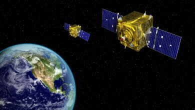 Rendering of US Geosynchronous Space Situational Awareness Program (GSSAP) satellites