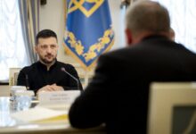Ukraine's President, Volodymyr Zelensky meeting with other foreign ministers.