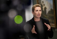 Prime Minister Mette Frederiksen wearing a black blazer