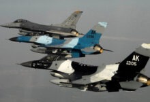 Three U.S. Air Force F-16 Fighting Falcon Block 30 aircraft from the 80th Fighter Squadron fly in formation over South Korea during a training mission on Jan. 9, 2008. The squadron will be upgrading to F-16 Block 40 aircraft under the common configuration implementation program, which increases mission capability and combat readiness by utilizing newer airframes and avionics. (DoD photo by Tech. Sgt. Quinton T. Burris, U.S. Air Force. (Released))