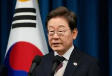 South Korean President Lee Jae-myung speaking at a press conference.