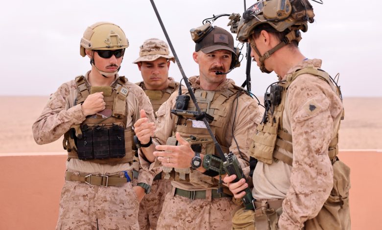 US Marines conduct communication checks at Cap Draa during African Lion 25 in TanTan, Morocco, May 2025