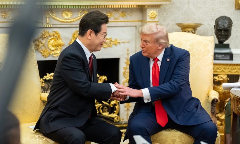 President Donald Trump hosting a bilateral meeting with South Korean President Lee Jae-myung in the White House