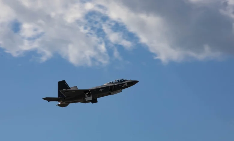 South Korean KF-21 Boramae fighter jet in flight during aerial demonstration over Seoul
