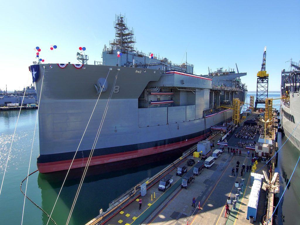 US Navy Christens Final Expeditionary Sea Base Vessel