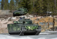 CV90 infantry fighting vehicles during testing. Photo: BAE Systems