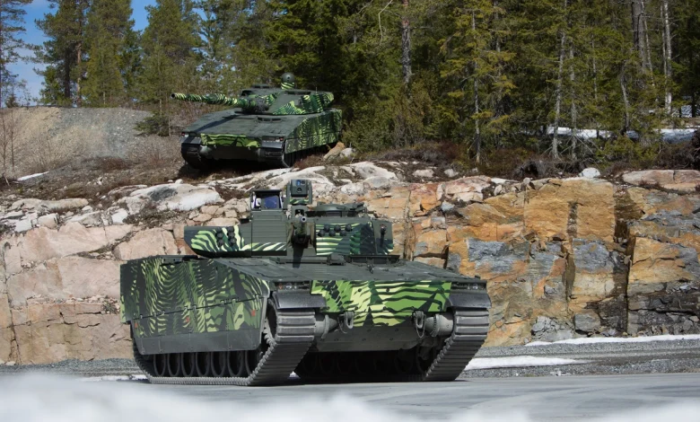 CV90 infantry fighting vehicles during testing. Photo: BAE Systems