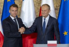 Poland's Prime Minister, Donald Tusk and the President of France, Emmanuel Macron deliver a press conference after the 1st Polish-French Intergovernmental Summit on April 20, 2026 in Gdansk, Poland.